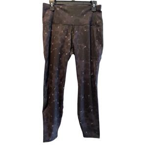 All‎ In Motion Black High Rise Contour Power Waist Leggings Black Cheetah Large